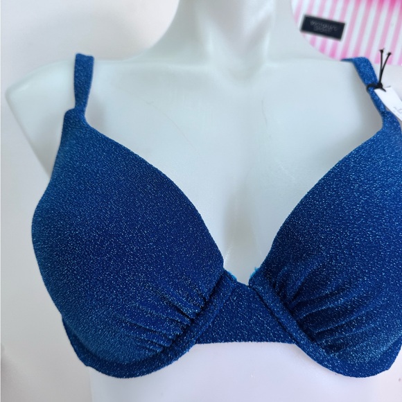 Victoria's Secret Sparkling Blue Bikini 2 pc set Sz 36D / Small NWT - Picture 9 of 12